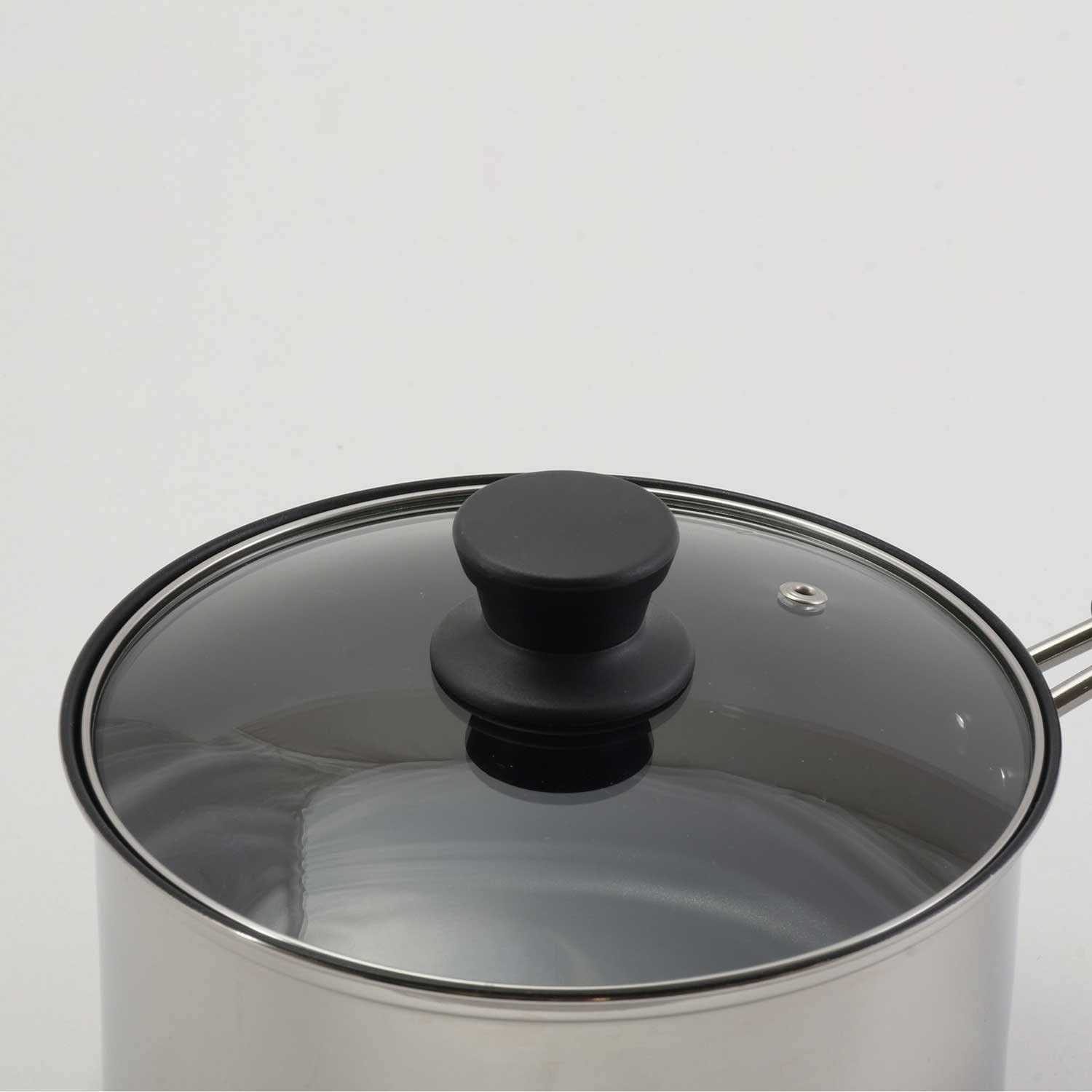 Amazon｜ベストコ 片手鍋 ガラス 蓋付き 18cm ステンレス 3層底 ふっ素